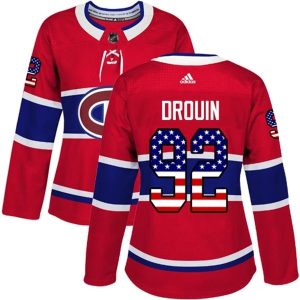 Damen Montreal Canadiens Trikot Jonathan Drouin 92 Rot USA Flag Fashion Authentic